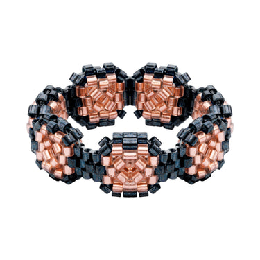 Anillo Diamantes Cuadrados Negro Ajustable Rosa